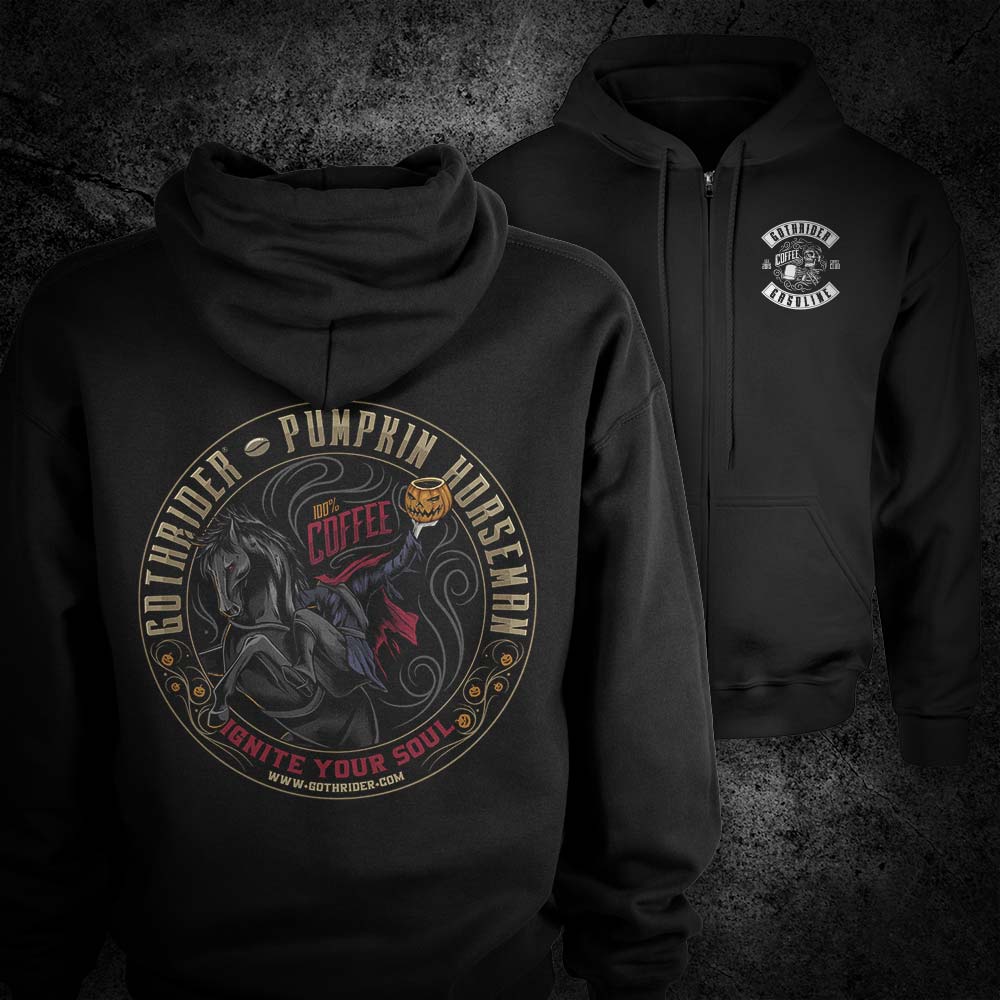 Pumpkin Horseman Coffee Hoodie - GothRider Brand
