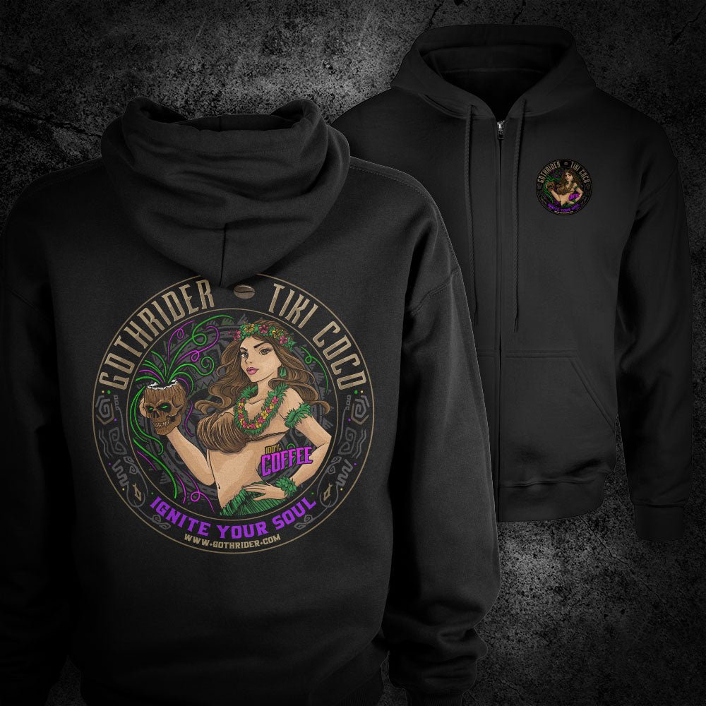 Tiki Coco Coffee Hoodie - GothRider Brand