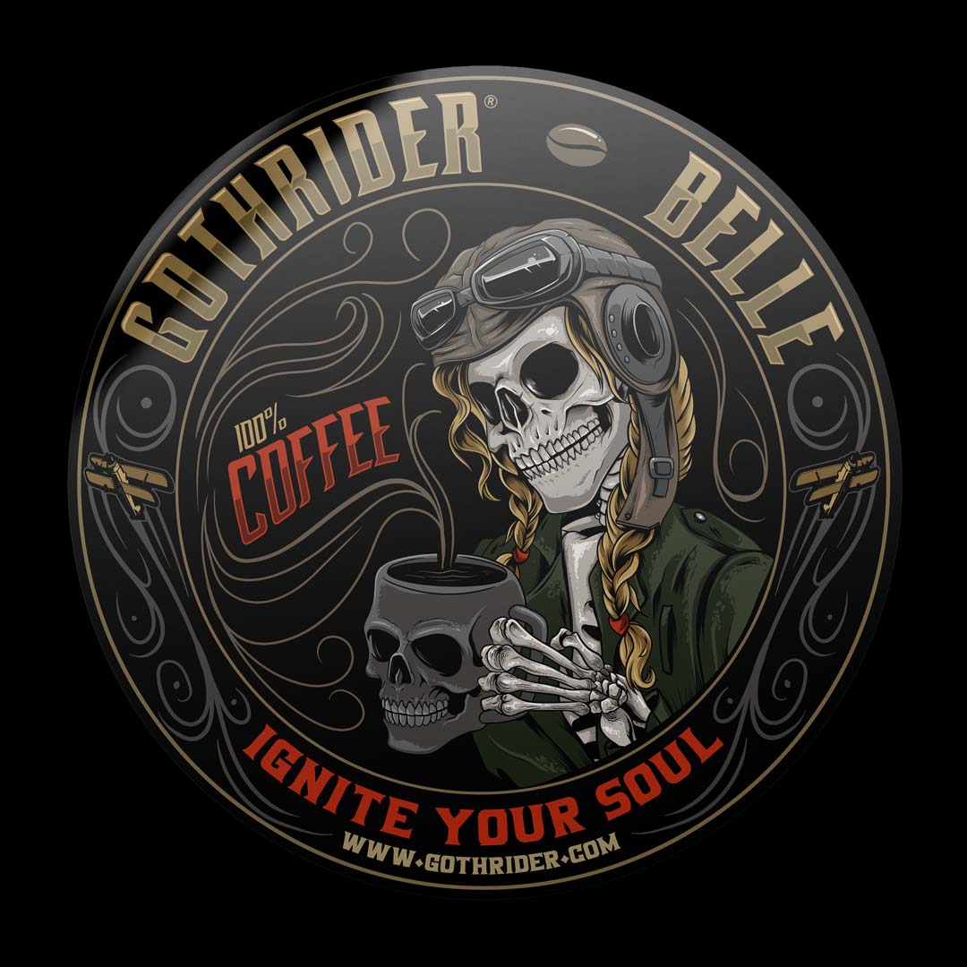 Belle Coffee Bumper Sticker - GothRider Brand