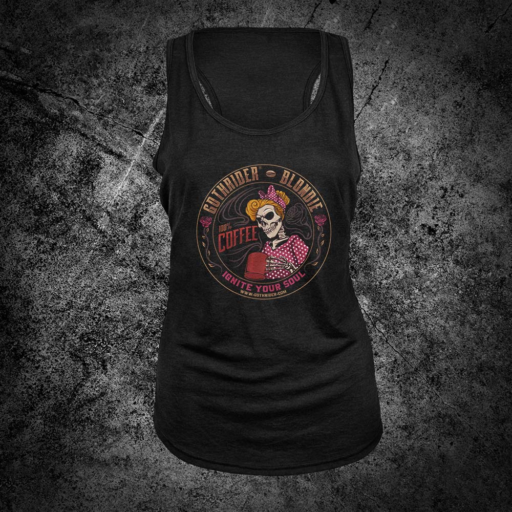 GothRider Blondie Coffee Raceback Tank - GothRider Brand