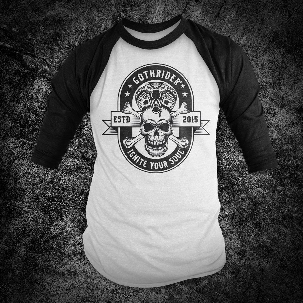 GothRider Cobra King Skull Baseball Shirt - GothRider Brand