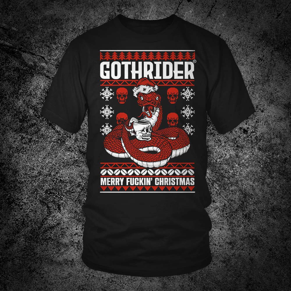 GothRider Snake Ugly Christmas T-Shirt - GothRider Brand