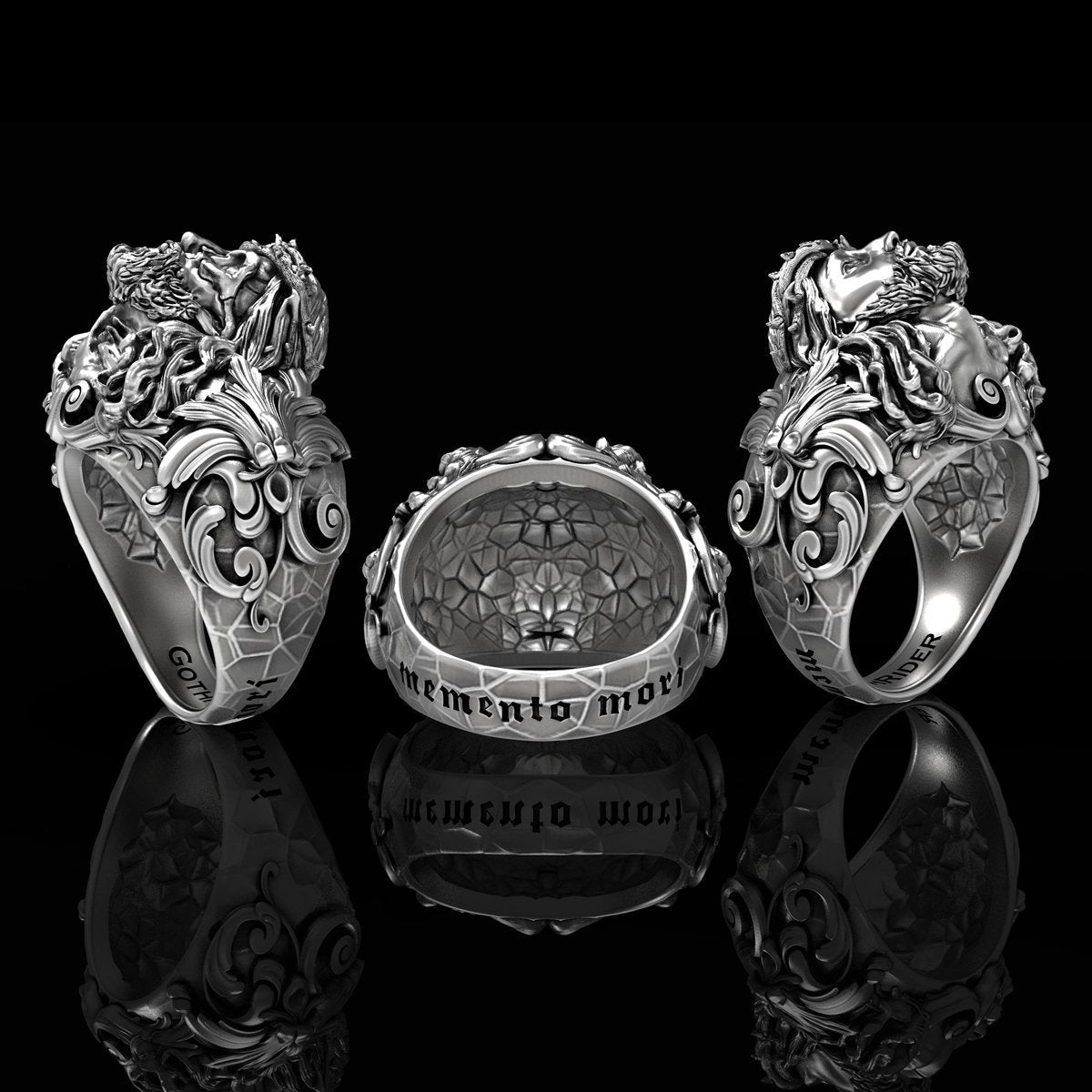 Memento Mori Jesus Skull Ring - GothRider Brand