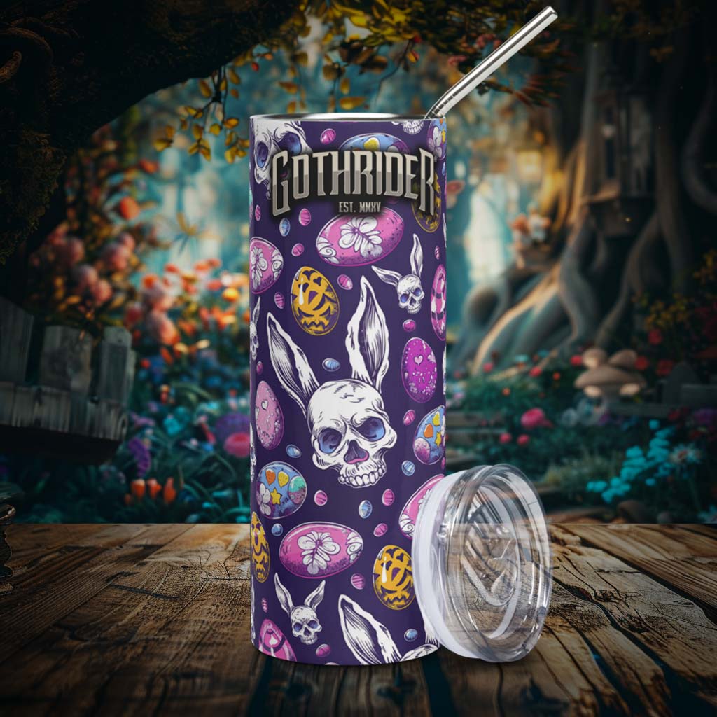 Skull Bunny Skinny Tumbler - GothRider Brand