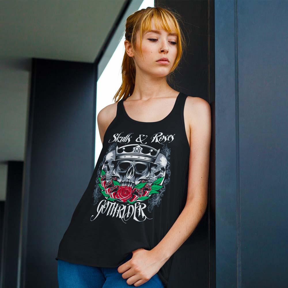 Skulls & Roses Women Racerback Tank - GothRider Brand