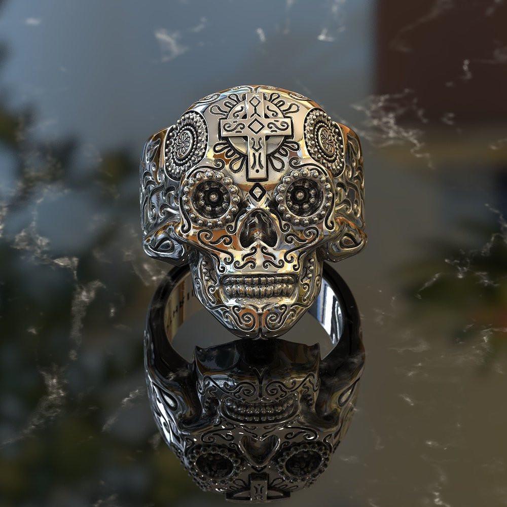 Sugar Skull Ring - GothRider Brand